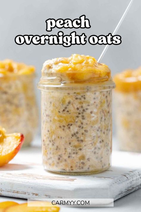 Overnight Oats Greek Yogurt, Are Overnight Oats Healthy, Rolled Oats Recipe, Peach Overnight Oats, Chia Puddings, Overnight Oats Recipe Easy, Overnight Breakfast Recipes, Oats Recipes Breakfast, Oat Breakfast