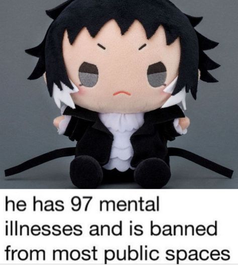 Sigma Bsd Plush, Akutagawa Plushie, Goofy Plushies, Cursed Bsd, Bsd Plushies, Ryuunosuke Akutagawa, Vampire Look, Bsd Memes, Bad Jokes