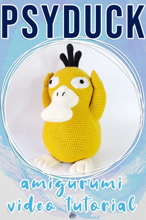 Psyduck Crochet Pattern, Psyduck Crochet Free Pattern, Pokemon Amigurumi, Toy Clothes, Crochet Pattern Tutorial, Amigurumi Tutorial, Crochet Free, Pattern Tutorial, How To Crochet