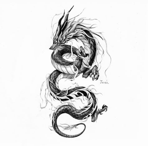 Dragon Tattoo Stencil, Hellboy Tattoo, Henne Tattoo, Asian Dragon Tattoo, Dragon Tattoo Sketch, Dragon Tattoos For Men, Small Dragon Tattoos, Dragon Tattoo Art, Samurai Tattoo Design