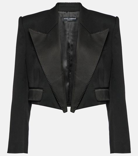 Cropped tuxedo jacket in black - Dolce Gabbana | Mytheresa Acquaintance Party, Cropped Tuxedo Jacket, Velvet Tuxedo Jacket, Spring Knitwear, Velvet Tuxedo, Spring Sunglasses, Tuxedo Women, Work Fits, Tuxedo Blazer