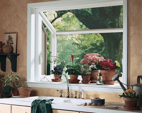 Bay window in kitchen for herbs! I need to convince my husband that this is brilliant. Greenhouse Window Kitchen, Kitchen Garden Window Ideas, Garden Kitchen Window, Small Bay Window, Kitchen Garden Window, Greenhouse Kitchen, Greenhouse Windows, Greenhouse Window, Kitchen Bay Window