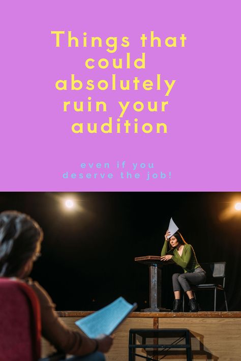 Has anyone had a horrible audition? There is no secret on how to have the perfect audition, even though I wish there were. How easier would it be if there was a how-to get an acting job step-by-step tutorial that we could follow and never hear another no. Acting tips are all over the internet, how to be a better actor/actress/performer, but knowing how to have a good audition is important too. Most importantly, we need to know what makes a bad audition bad, which is what this post will tell you Theater Audition Tips, Good Audition Songs, Tips For Auditions, How To Act Better, How To Be A Better Actor, How To Get Better At Acting, Theatre Audition Tips, Audition Hairstyles, What To Wear To An Audition