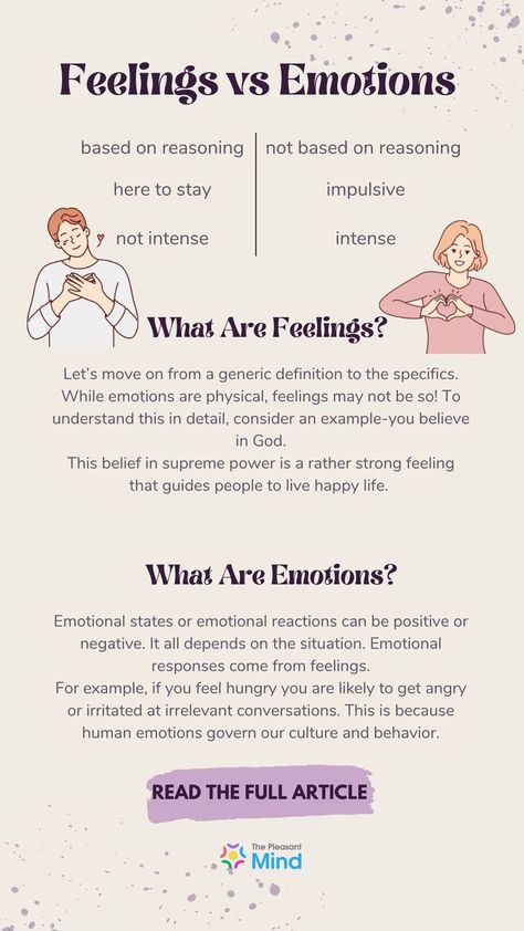 Feelings vs Emotions: Tips to Differentiate and Manage Them Better Emotion Psychology, Understanding Feelings, Understanding Emotions, Healing Journaling, Mental Health Facts, Emotional Awareness, Health Planner, Different Emotions, Emotional Regulation