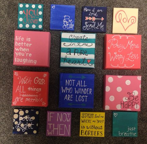 Mini canvas painting ideas. 3x3 and 4x4 mini canvases. DIY mini canvas painting #canvas #painting Mini Canvas Painting Ideas, Mini Tela, Canvas Painting Quotes, Cuadros Diy, Mini Canvases, Small Canvas Paintings, Diy Canvas Wall Art, Simple Canvas Paintings, Cute Canvas Paintings