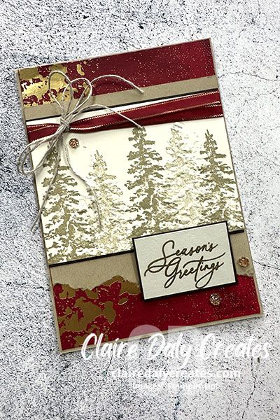 Stampin' Up! Peaceful Evergreens Christmas Card - Claire Daly Creates Peace Christmas Cards, Create Christmas Cards, Stamped Christmas Cards, Beautiful Christmas Cards, Homemade Christmas Cards, Stampin Up Christmas Cards, Christmas Tree Cards, Tree Cards, Stampin Up Christmas