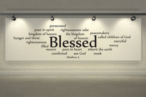 Church Wall Decor, Sanctuary Decor, Church Foyer, The Beatitudes, Church Interior Design, Church Youth, Church Signs, Wall Art Decal, Matthew 5