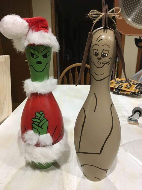 Grinch Bowling Pin, Turkey Bowling, Bowling Pin Crafts, Grinch Crafts, Sally Skellington, Pin Crafts, Duck Pins, Swear Word Coloring, Pin Ideas