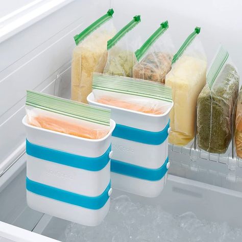 Freezer Organization: 9 Space-Saving Products for an Orderly Freezer | eHow Organized Freezer, Freezing Leftovers, Meal Prep Bag, Freezer Food, Leftovers Soup, Freezer Organization, Freezer Bags, Soups Stews, Food Storage Bags