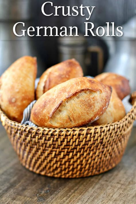 German Rolls, Crusty Bread Recipe, Crusty Rolls, German Bread, Knead Bread Recipe, Homemade Bread Recipes, Artisan Bread Recipes, Yeast Breads, No Knead Bread