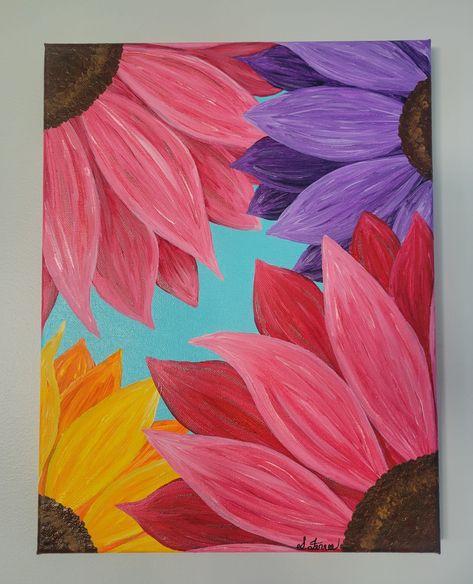 Decorate your home with this captivating hand painted acrylic sunflower painting. This original bright floral painting is the perfect decor for wherever you need a pop of color. One of a kind, truly unique, and a great gift for anyone who loves bright and bold decor. DETAILS: This original painting was made with acrylic paint Created on a stretched canvas Measures 11x14 inches SHIPPING: I ship out orders the same or next business day depending on when the order was placed. Side note: while I do ship out orders fast, please note that any USPS delays are unfortunately out of my control. Thank you for shopping! Sunflower Easy Painting Simple, Easy Paint Flowers, Large Canvas Painting Ideas Acrylics, Acrylic Sunflower Painting, Easy Sunflower Painting, Sunflower Painting On Canvas, Sunflower Projects, Flowers Painting Acrylic, Acrylic Sunflower