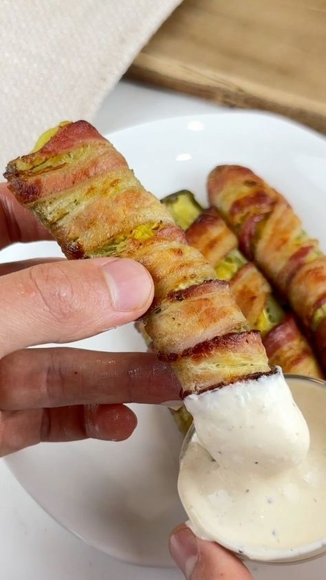 Bacon Wrapped Ranch Pickles 🥓 | Keto Snackz | Ranch Pickles, Bacon Wrapped Pickles, Irick Wiggins, Pickle Spears, Bacon Appetizers, Superbowl Snacks, Superbowl Party Food, Ranch Seasoning, Bacon Wrapped