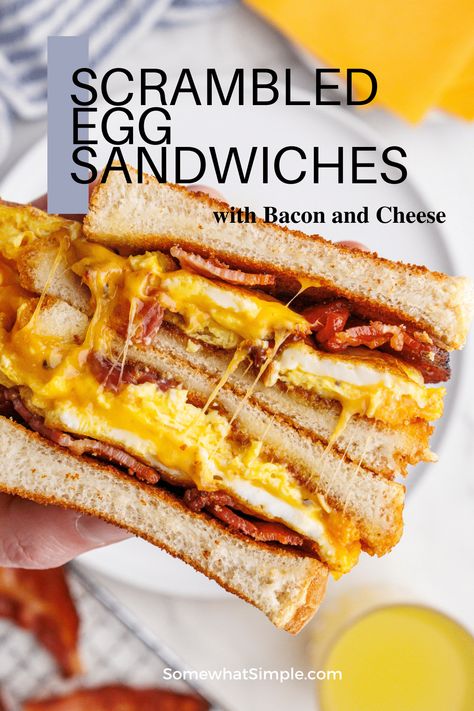 The scrambled egg sandwich is a classic breakfast delight that's as comforting as it is simple. Perfect for a crazy, or LAZY morning! via @somewhatsimple Scrambled Egg Toast, Scrambled Egg Sandwich, Best Scrambled Eggs, Egg Sandwich, Scrambled Egg, Breakfast Bites, Classic Breakfast, Roast Beef Recipes, Lazy Morning