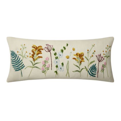 Rifle Paper Co. Extra Wide Blooming Flowers Lumbar Pillow by World Market Cream Pillow Covers, Cream Pillow, Botanical Pillow, Cream Pillows, Long Lumbar Pillow, Loloi Rugs, Cotton Linen Fabric, Down Feather, Pillow Collection