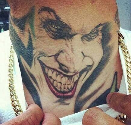 Joker neck tattoo!!! Joker Neck Tattoo, Joker Tattoos, Best Neck Tattoos, Joker Tattoo, Neck Tattoos, Batman Joker, Neck Tattoo, Tattoos And Piercings, Skull Tattoo