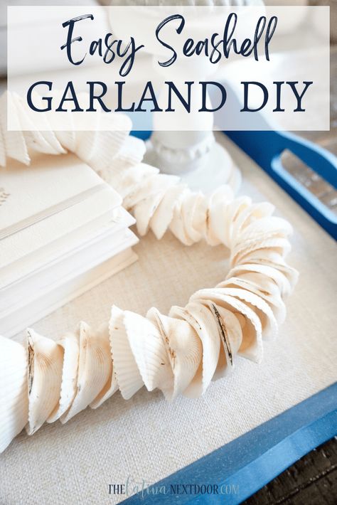 Nautical Garland Diy, Sand Dollar Art Diy, Seashell Garland Diy, Sea Shell Garland Diy, Shell Garland Diy, Diy Seashell Crafts, Sand Dollar Decor, Seashell Garland, Seashell Creations