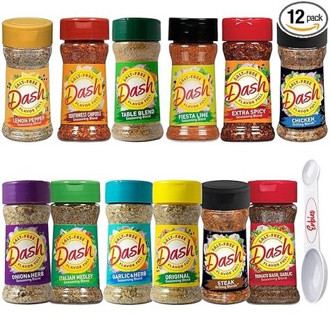 Amazon.com : Mrs. Dash Seasoning Salt Free Variety Pack - 12 Bottles of 12 Different Flavors - Mrs. Dash Variety Pack with Bonus Measuring Spoon by Erbies : Grocery & Gourmet Food Mrs Dash Seasoning, Seasoning Salt, Salt Free, Seasoned Salt, Food Healthy, Variety Pack, Gourmet Food, Measuring Spoons, Dipping Sauce