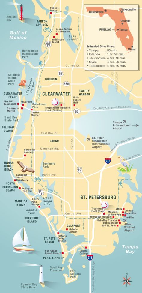 Pinellas Florida map | Visual.ly Map Of Florida Beaches, Clearwater Beach Florida, Florida Map, Indian Shores, Florida Adventures, Orlando Parks, Indian Rocks Beach, Madeira Beach, Map Of Florida