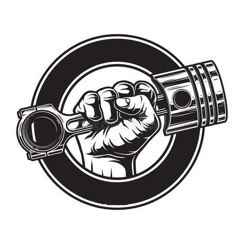 Illustration about Vintage monochrome motorcycle label with hand holding engine piston in circle isolated… | Motorcycles logo design, Painting logo, Motorcycle logo Motorbike Logo Design, Rakel Sablon, Pistons Logo, Motorcycles Logo Design, Mobil Design, Motor Logo, Mechanics Logo, Garage Logo, Biker Logo