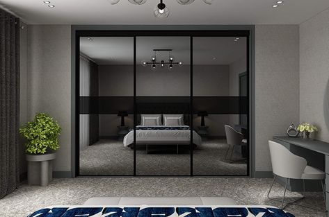 Black Tinted Glass Wardrobe, Tinted Glass Wardrobe, Grey Tinted Mirror, Build Your Own Wardrobe, Glass Wardrobe, Sliding Door Wardrobe, Tinted Mirror, Tinted Glass, Sliding Wardrobe