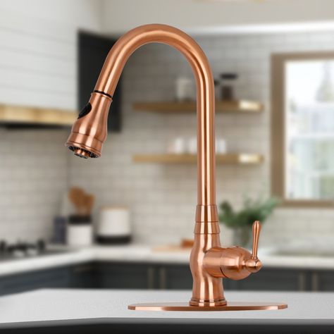 Copper Kitchen Faucet, Copper Kitchen Faucets, Pull Down Kitchen Faucet, Cleaning Faucets, Retractable Hose, Brass Kitchen Faucet, Single Handle Kitchen Faucet, Brass Kitchen, Copper Kitchen