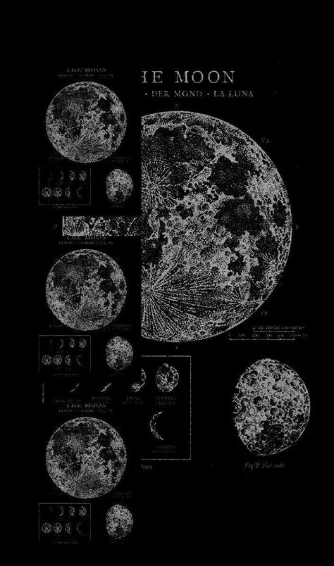 THE MOON Vintage Astronomy Prints, Moon And Stars Wallpaper, Grunge Posters, 달력 디자인, Astronomy Art, Witchy Wallpaper, Simple Phone Wallpapers, Dark Phone Wallpapers, Edgy Wallpaper