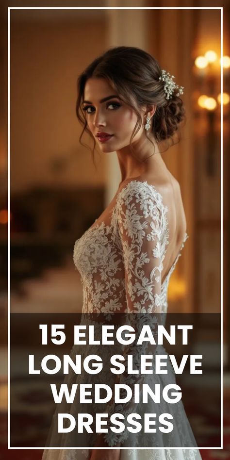 Calling all brides! Get excited to explore these 15 elegant long sleeve wedding dresses, each uniquely designed to make you feel stunning on your special day. Picture yourself walking down the aisle in a breathtaking gown featuring classic lace sleeves or sophisticated satin. Whether you prefer vintage, modern, or romantic styles, this collection has something for everyone. Discover the beauty of long sleeves, perfect for fall or winter weddings, and choose a dress that complements your personal style. Your dream dress awaits! Whimsical Romantic Wedding Dress Fairytale, Romantic Long Sleeve Wedding Dress, Long Sleeve Wedding Dress Fitted, Champagne Wedding Dress Vintage, Indonesian Wedding Dress, One Sleeve Wedding Dress, Modern Vintage Wedding Dress, 1990s Wedding Dress, Classic Elegant Wedding Dress