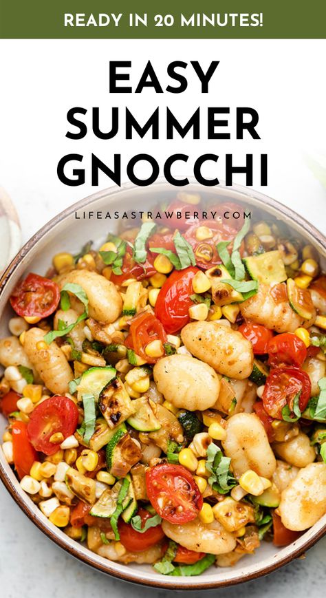 Gnocchi With Vegetables Recipes, Gnocchi Salad Recipes, Summer Gnocchi Recipes, Mini Gnocchi Recipes, Quick Simple Pasta, Gnocchi With Vegetables, Summer Gnocchi, White Wine Lemon Sauce, Using Cherry Tomatoes