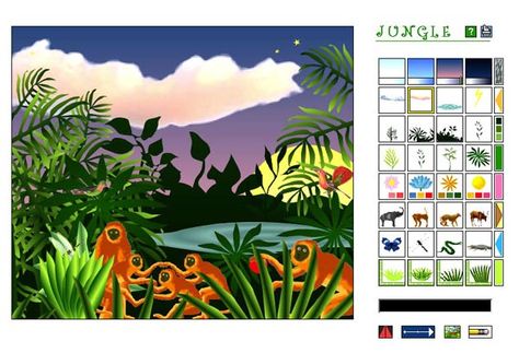 Create an imaginary Rousseau-like landscape online with the NGAkids JUNGLE interactive. Mix and match the colorful characters, control the environment by changing weather and lighting conditions, or construct flowers, trees, and plants using special tools. Henry Rousseau, Art For Students, Japanese Calligraphy Art, Digital Media Art, Art Websites, Classe D'art, Colorful Characters, 21st Century Learning, Learning Skills