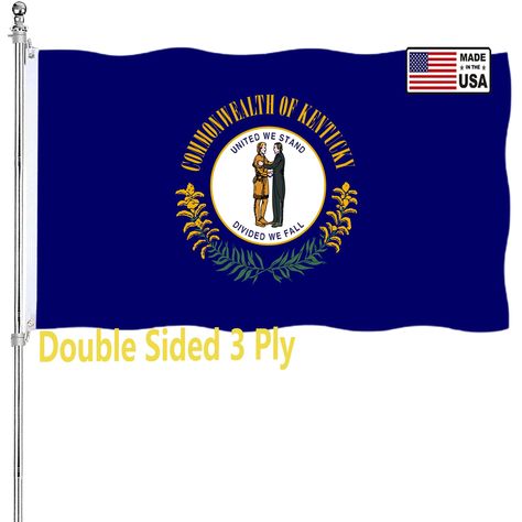 PRICES MAY VARY. 🌟[3 Ply Double Sided]-- Double sided Kentucky state flag 3 x 5 ft is made of 100% polyester heavy duty 3 layers fabric the middle one is shading layer, make every side could see pattern both (Excluding the pole) 🌟[VIVID COLOR & FADE PROOF]-- The Kentucky KY state flags screen printing of our are rich color and strength to keep your banner bright colors non fade for a long time 🌟[HEAVY DUTY PROTECTION]--The state flag of Kentucky with 2 anti-rust metal rings,thicker oxford clo Kentucky State Flag, Kentucky Flag, Kentucky State, State Flags, Vivid Color, 3 Layers, Metal Rings, Rich Color, Kentucky