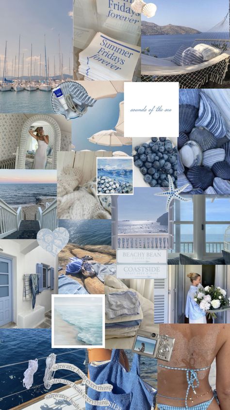 summers coming 🌊 #coastalaesthetic #coastal #beach #beachlife #coast Coastal Blue Background, Coastal Grandmother Collage, Costal Pictures, Beach Blue Aesthetic, Seacore Aesthetic, Coastal Collage, Calm Room, Blue Room Decor, Blueberry Girl