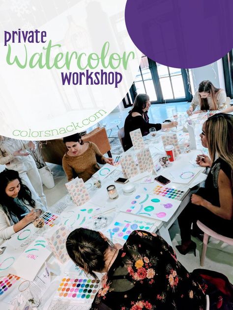 Create a unique experience for your guests, team building, and more with a private watercolor workshop! Watercolour Workshop Ideas, Watercolor Workshop Ideas, Creative Workshop Ideas, Art Retreat, Building Apartment, Color Lessons, Class Photos, Artist Tutorials, Teacher Art