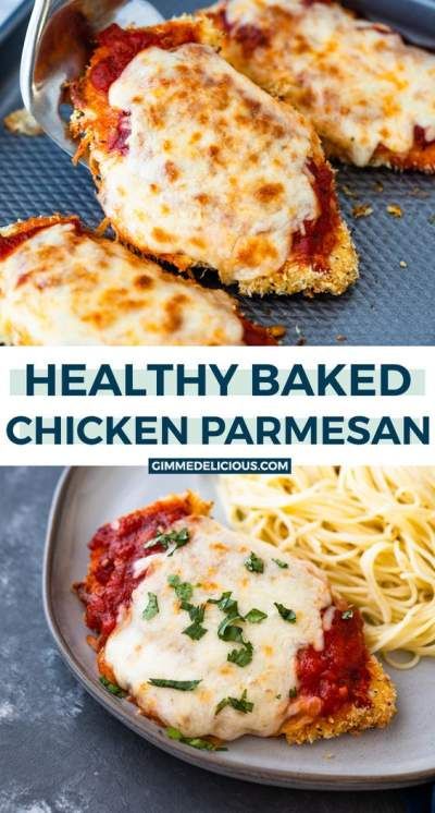 Healthy Baked Chicken Parmesan, Chicken Parmesan Recipe Easy, Oven Baked Chicken Parmesan, Healthy Chicken Parmesan, Chicken Parmesan Recipe, Healthy Baked Chicken, Parmesan Recipe, Chicken Sliders, Healthy Baked