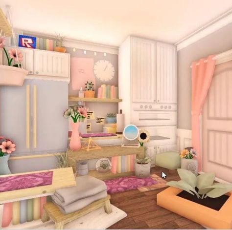 Danish Pastel Kitchen Bloxburg, Danish Pastel Bloxburg, Bloxburg Instagram, Bloxburg Coquette, Preppy Bloxburg, Blocksburg Ideas, Pinterest Kitchen, Bloxburg Rooms, Danish Kitchen