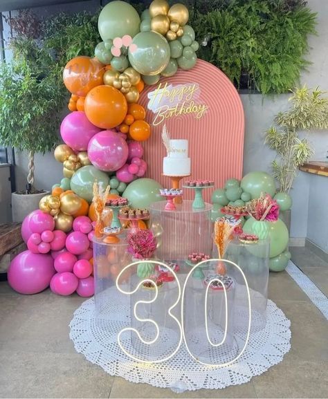 30th Bday Party, 30th Birthday Themes, Candy Theme Birthday Party, Deco Ballon, Ideas Cumpleaños, Simple Birthday Decorations, Birthday Party Decorations Diy, 30th Bday, Balloon Ideas