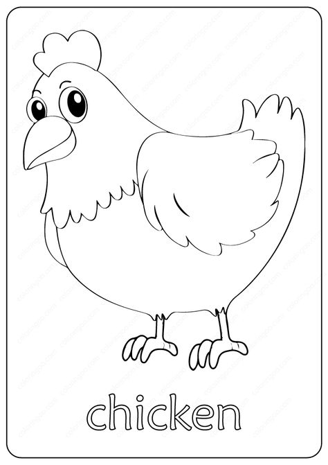 Free Printable Cute Chicken Coloring Pages. Free coloring page for everone with pdf file... Chicken Pictures Drawing, Farm Animal Pictures Free Printable, Chicken Printables Free, Chicken Coloring Pages Free Printable, Farm Animals Preschool Printables, Chicken Template Free Printable, Chicken Crafts Preschool, Cow Coloring Page Free Printable, Farm Animal Coloring Pages Free