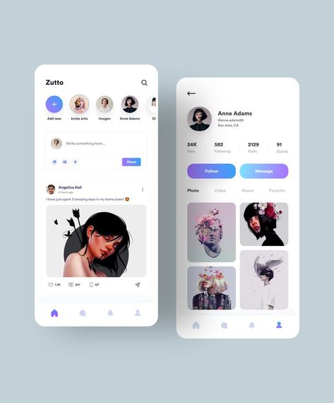 Creative Ui Design, Ui Ux Design Trends, Application Ui Design, Profile App, Social App Design, Ux Design Trends, Ui Design Principles, Unique Website Design, Ui Ux 디자인