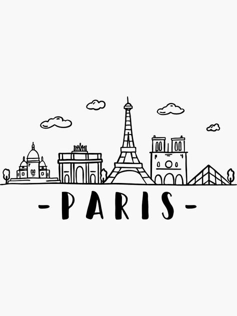 Paris Drawing, Skyline Drawing, Travel Doodles, 심플한 그림, Design City, Art Sketches Doodles, Travel Drawing, City Drawing, France Drawing