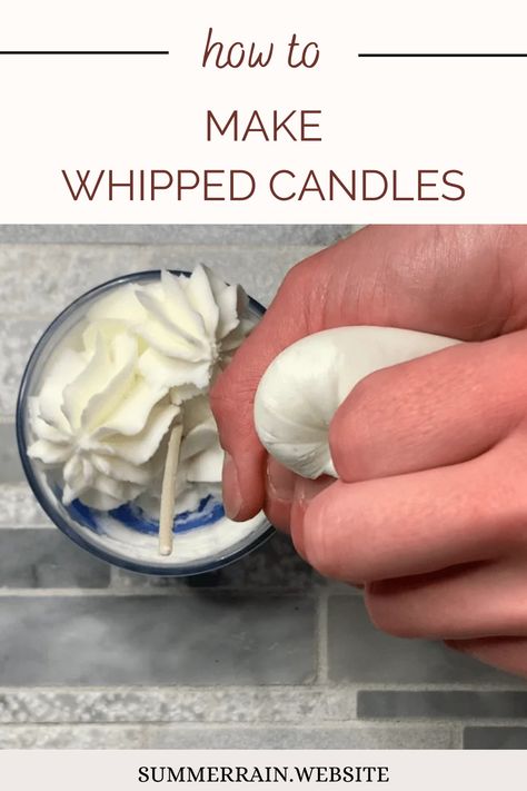 Learn how to Whip Candle Wax to make a Whipped Candle Frosting. Whipping candle wax is a great way to take your candles to the next level. It takes a little bit of practice to get comfortable with the process, but you will be whipping up your own creations in no time at all! Whipping soy wax can be messy! It is not difficult at all, it just can get a bit messy. How To Make Candle Whipped Cream, How To Whip Wax For Candles, Candle Whipped Cream, How To Make Candle Wax Look Like Whipped Cream, How To Make Whipped Candles, Dessert Candles Tutorials, Whipped Candles Diy, Whipped Candles, Candle Frosting