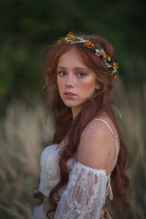 Autumn Flower Crown Orange and Ivory Wedding Wreath Bridal - Etsy Orange And Ivory Wedding, Autumn Flower Crown, Flower Bobby Pins, Flower Hair Pins Wedding, Orange Photo, Flower Hair Pins, Flower Wreaths, Violet Hair, Autumn Bride