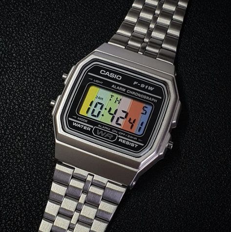 Modded Casio F-91W (Water Resist) with custom LCD Casio F91w Mod, Black Panther Helmet, Biker Logo Design, Free Spirit Art, Casio Vintage Watch, Vintage Racing Jacket, Casio Classic, Black And White Photo Wall, Handbag Essentials