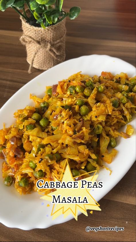 @vegshortrecipes_ Cabbage Recipe Indian, Cabbage Curry Recipes Indian, Cabbage Indian, Cabbage Sabji Recipes, Cabbage Manchurian Recipe Vegetarian, Peas Masala Recipe, Short Recipes, Gujarati Recipes, Masala Recipe