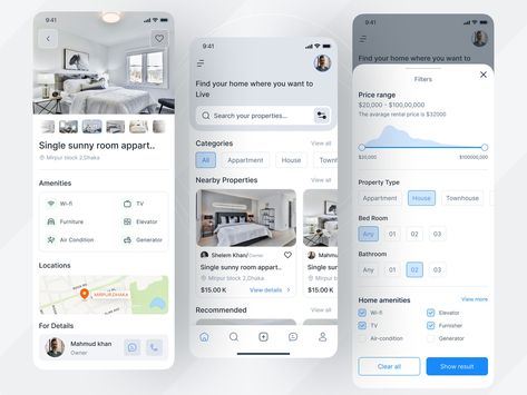 Real Estate App UI by Azizul Haque on Dribbble App Design House, Insurance App Ui Design, Real Estate Ui Design, Finance App Ui Design, Ui Cards, Real Estate App, Mobile App Registration Screen, Investing Apps, Mobile App Design Inspiration