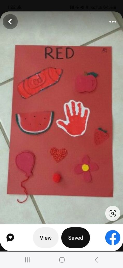 Red Day Crafts For Kindergarten, Color Red For Preschool, Learning Colors Preschool Crafts, Red Art Projects For Preschoolers, Color Red Arts And Crafts For Toddlers, Color Red Activity For Preschool, Color Red Crafts For Preschool, Red Toddler Crafts, Red Color Activity For Kids