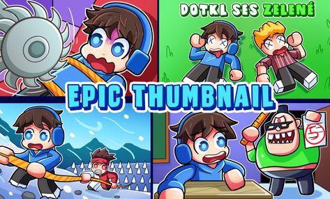 create epic cartoon thumbnail for you roblox videos Cartoon Thumbnail, Roblox Thumbnail, Game Streaming, Youtube Thumbnail, Level Up, Design Projects, Graphic Design, Funny, Quick Saves