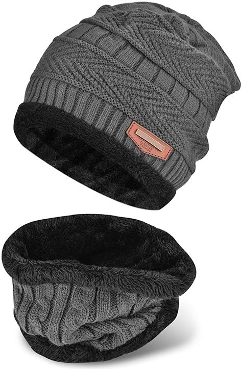 Winter Beanie Hat Scarf Set, Warm Knitted Hat and Circle Scarf, Skiing Hat Neck Warmer, Outdoor Sports Hat Sets with Fleece Liner,Gifts for Men Women Music Hat, Outdoor Hut, Winter Beanie Hat, Cable Knit Scarf, Sports Hat, Ladies Poncho, Winter Hats For Men, Wool Caps, Ski Hats