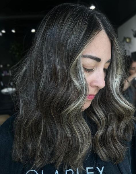 Blending Gray with Platinum Money Piece Colours For Warm Skin Tones, Lavender Grey Hair, Grey Brown Hair, Gray Blending, Sleek Bob Hairstyles, Gray Balayage, Light Brunette, Ash Blonde Highlights, Hair Adviser