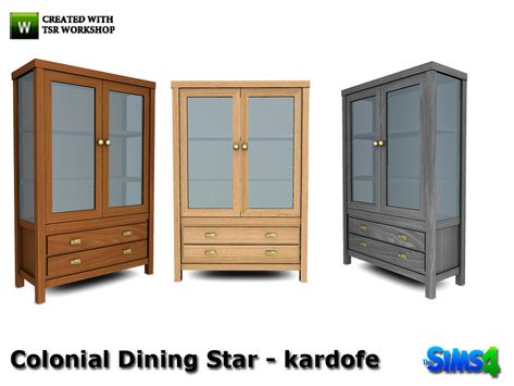 The Sims Resource - kardofe_Colonial Dining Star_Cabinet Colonial Dining Room, Sims Furniture, Curved Cabinets, Cc Furniture, Sims 4 Cc Furniture, Sims 4 Mods Clothes, Sims4 Cc, Sims Community, Wooden Cabinets