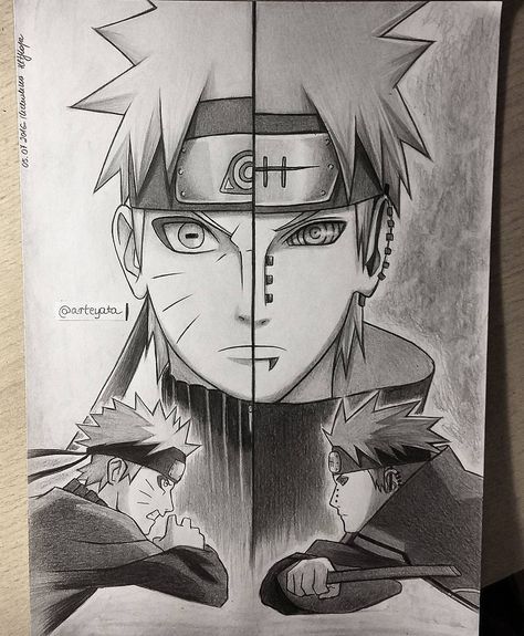 💫 on Instagram: “Naruto vs Pain this one took me almost 10 hours to make I'm so sloww” Drawing Of Naruto, Kakashi Drawing, Naruto Drawings Easy, Anime Drawing Sketches, Naruto Sketch Drawing, Naruto Tattoo, Naruto Sketch, Best Anime Drawings, Naruto Drawings