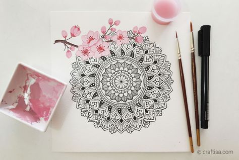 Easy Mandala Art For Beginners, Draw A Mandala, Easy Mandala Art, Mandala Art For Beginners, Bird Paintings On Canvas, Easy Mandala, Cherry Blossom Painting, Paint Easy, Art For Beginners